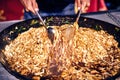 Fried noodles in a wok