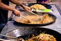 Fried noodles in a wok