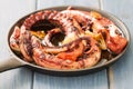 Fried octopus with garlic Royalty Free Stock Photo