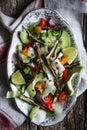 Fried okra and avocado salad