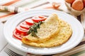 Fried Omelette with Tomato for Healthy Breakfast Royalty Free Stock Photo