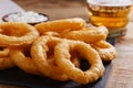 Fried onion rings in batter with sauce Royalty Free Stock Photo