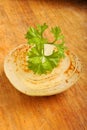 Fried organic onion with healthy parsley