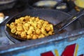 Fried pakoras in a wok Royalty Free Stock Photo