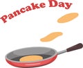 Fried pancakes in a frying pan. Beautiful design for the holiday Pancake Day. Homemade food, diy concept