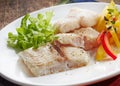 Fried pangasius fish fillet pieces