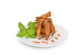 Fried parts chicken wings isolated on white,clipping path Royalty Free Stock Photo