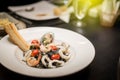 Fried pasta with black pepper Seafood Royalty Free Stock Photo