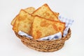 Fried Pastel in basket in white background