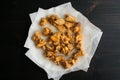 Fried Pieces of Chicken Draining on Paper Towels Royalty Free Stock Photo