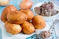 Fried pies with liver , fry-fried patties with pork lungs