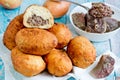 Fried pies with liver , fry-fried patties with pork lungs