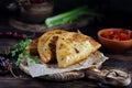 Fried pies with meat and spices