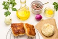 Fried pies on metal hot pad Royalty Free Stock Photo