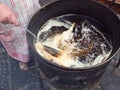 Fried pizza in the street