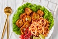 Fried plantains tossed with garlic with chicken Royalty Free Stock Photo