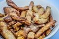 Fried pork - Pork cut into small pieces And then fermented with sauce, brought to the sun, brought to fry with oil : Fried pork Royalty Free Stock Photo