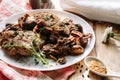 Fried pork with mushrooms