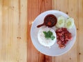 Fried Pork With Rice and Thai Spicy Sauce Royalty Free Stock Photo