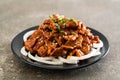 fried pork with spicy korean sauce (bulgogi)