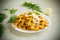 fried potato cheese vegetable waffles with bacon and onions Royalty Free Stock Photo