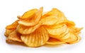 Fried Potato Chip Isolated on White Background, Generative Ai