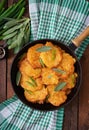 Fried potato pancakes in a frying pan Royalty Free Stock Photo