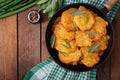 Fried potato pancakes in a frying pan Royalty Free Stock Photo