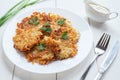 Fried potato pancakes or latke traditional Royalty Free Stock Photo