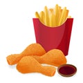 Tasty fast food set, french fries and chicken nuggets Royalty Free Stock Photo