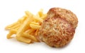 Fried potatoes and chicken cutlets Royalty Free Stock Photo