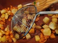 Fried potatoes - making vegetable pots