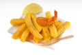 Fried potatoes and shrimp Royalty Free Stock Photo