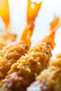 Fried prawn ball or Tempura Shrimps close up with dipping sauce Royalty Free Stock Photo