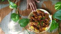 Fried prawn coated with cornflour