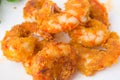 Fried prawns on a white background. Royalty Free Stock Photo