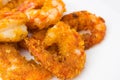 Fried prawns on a white background. Royalty Free Stock Photo