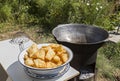 Fried puffy bread of Kazakhstan known as Baursak, in Kazakhstan. Royalty Free Stock Photo