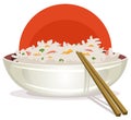 Fried Rice With Asian Chopsticks Royalty Free Stock Photo