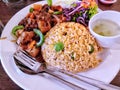 Fried rice and black pepper chicken. Royalty Free Stock Photo