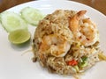 Thai style spicy food, fried rice with chili paste and shrimp Royalty Free Stock Photo