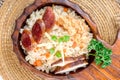 Fried Rice and Chinese Sausage Royalty Free Stock Photo