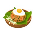 Fried rice with egg. Indonesian food. Flat style vector illustration.