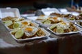 Food being sold at a night market in Luang Prabang, Laos. Royalty Free Stock Photo