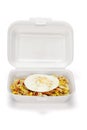 Fried rice and egg in Styrofoam box Royalty Free Stock Photo