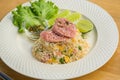 Fried rice with fermented pork and vegetable, Thai food Royalty Free Stock Photo
