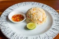 Fried rice with fish sauce chilli and lemon Royalty Free Stock Photo