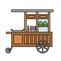 Fried rice food cart, rombong nasgor in cartoon style, gerobak nasi goreng, pedagang kaki lima Royalty Free Stock Photo