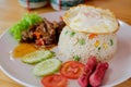 Fried rice with Fried sweet peper with meat Royalty Free Stock Photo