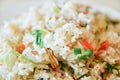 Fried rice with green pepper and shredded pork Royalty Free Stock Photo